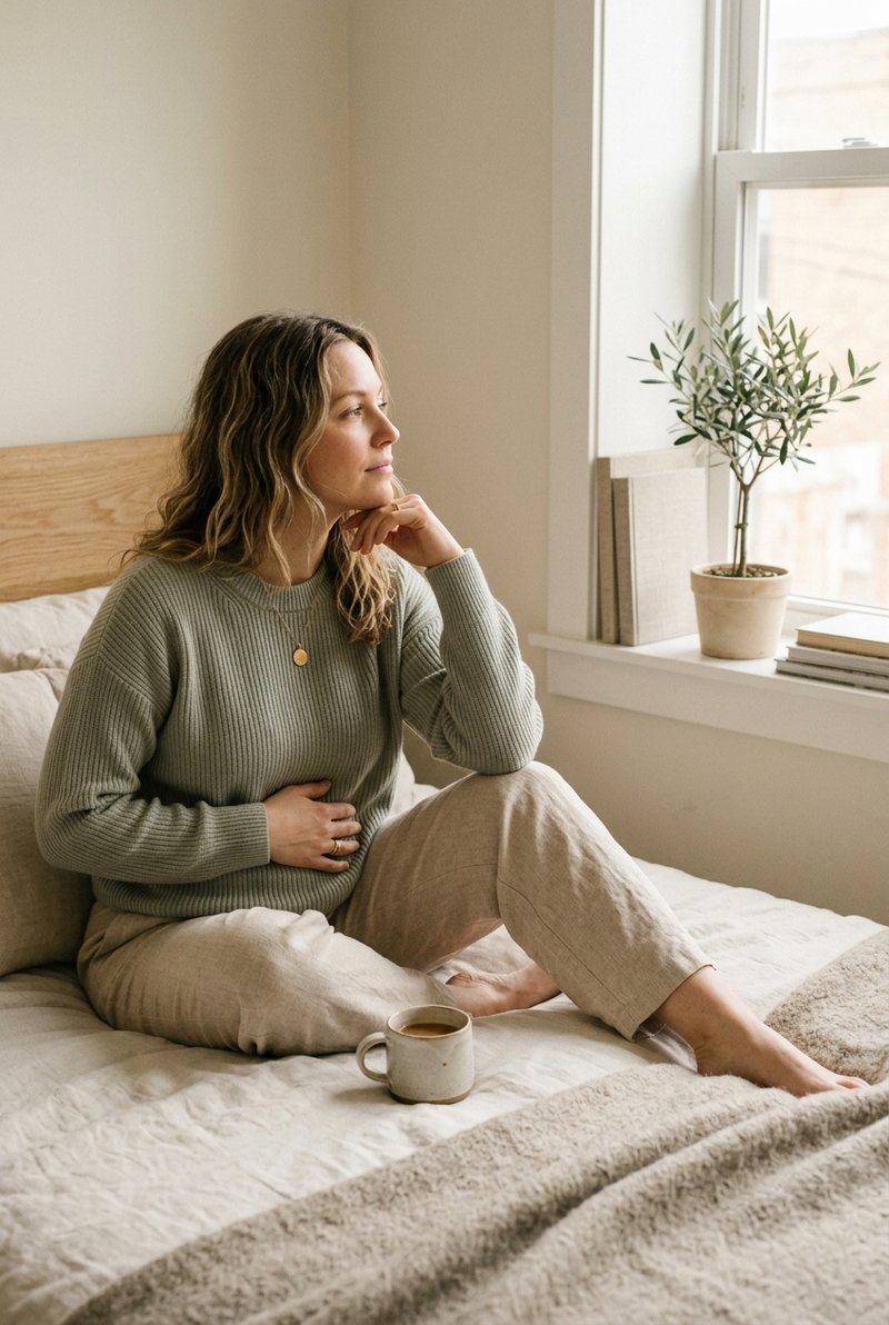 Woman in her morning wellness routine